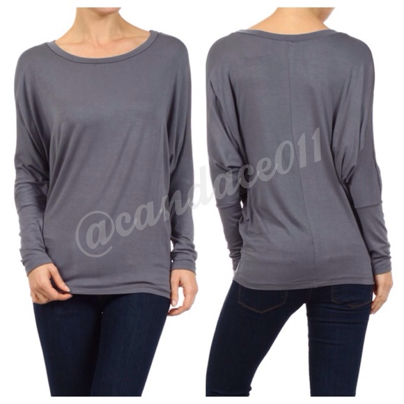CC Boutique Tops - Long Sleeved Dolman Top (Steel)